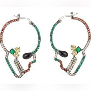 Skull Candy Colored CZ Skull Dangle Earrings